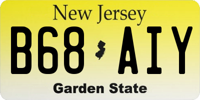NJ license plate B68AIY