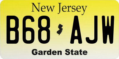 NJ license plate B68AJW