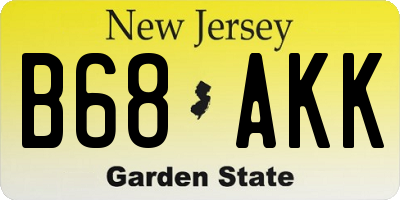 NJ license plate B68AKK