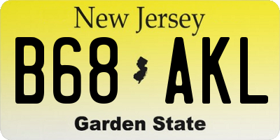 NJ license plate B68AKL