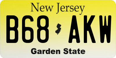 NJ license plate B68AKW