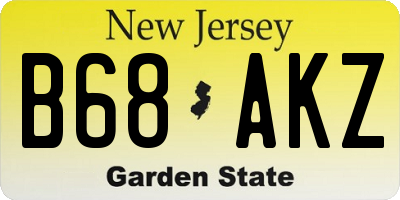 NJ license plate B68AKZ
