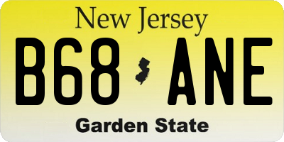 NJ license plate B68ANE