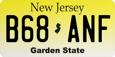NJ license plate B68ANF