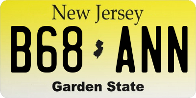 NJ license plate B68ANN