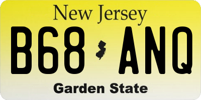 NJ license plate B68ANQ