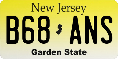 NJ license plate B68ANS