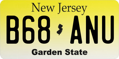 NJ license plate B68ANU
