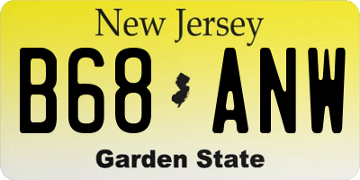NJ license plate B68ANW