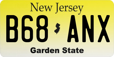 NJ license plate B68ANX