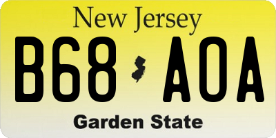 NJ license plate B68AOA