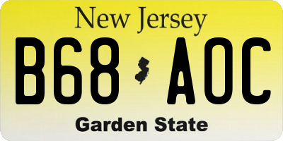 NJ license plate B68AOC