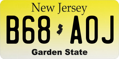 NJ license plate B68AOJ