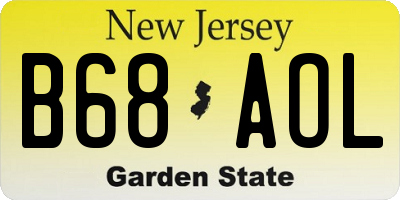 NJ license plate B68AOL