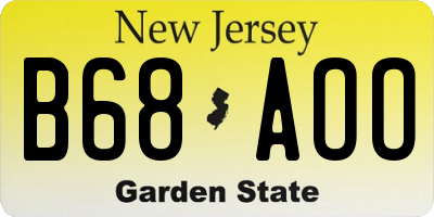 NJ license plate B68AOO
