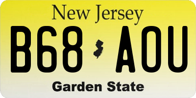 NJ license plate B68AOU