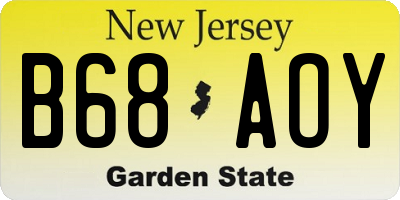 NJ license plate B68AOY