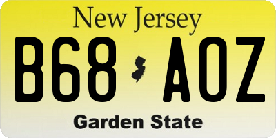 NJ license plate B68AOZ