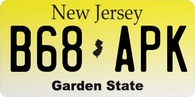 NJ license plate B68APK