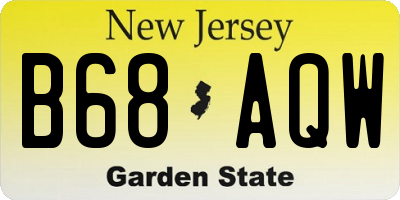 NJ license plate B68AQW