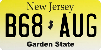NJ license plate B68AUG