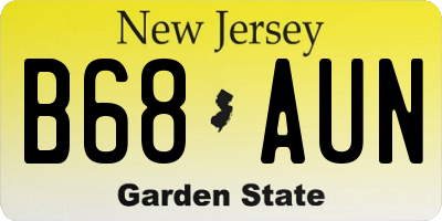NJ license plate B68AUN