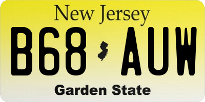 NJ license plate B68AUW