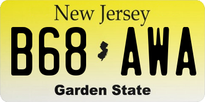 NJ license plate B68AWA