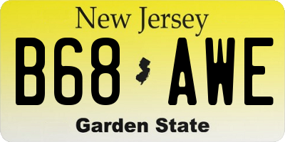 NJ license plate B68AWE