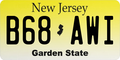 NJ license plate B68AWI