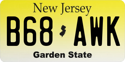 NJ license plate B68AWK