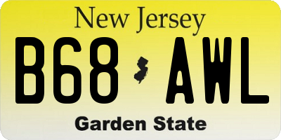 NJ license plate B68AWL