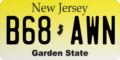 NJ license plate B68AWN