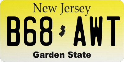 NJ license plate B68AWT