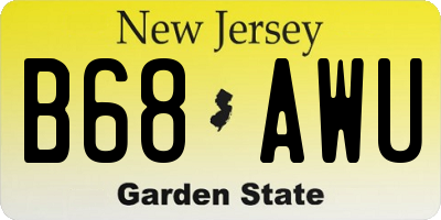 NJ license plate B68AWU