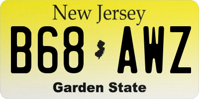 NJ license plate B68AWZ