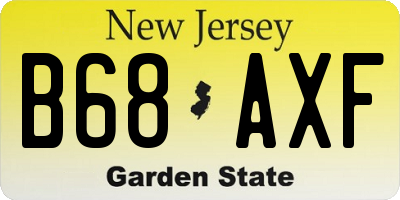 NJ license plate B68AXF