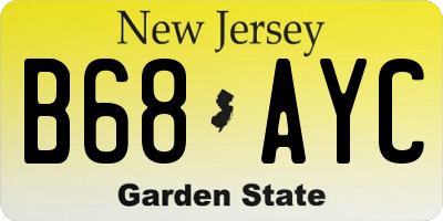 NJ license plate B68AYC