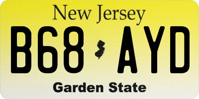 NJ license plate B68AYD