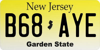 NJ license plate B68AYE