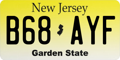 NJ license plate B68AYF