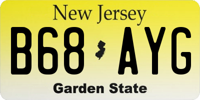 NJ license plate B68AYG