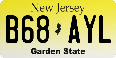 NJ license plate B68AYL