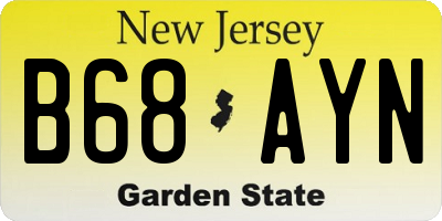 NJ license plate B68AYN
