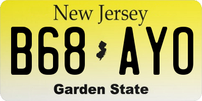 NJ license plate B68AYO