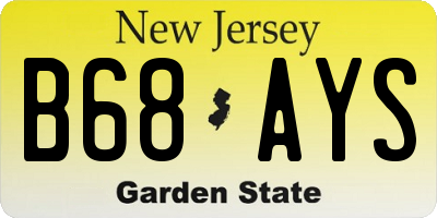 NJ license plate B68AYS
