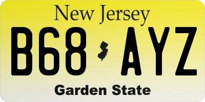 NJ license plate B68AYZ