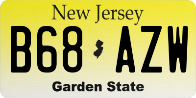 NJ license plate B68AZW