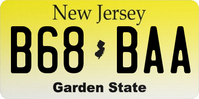 NJ license plate B68BAA