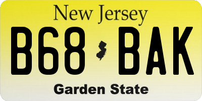 NJ license plate B68BAK